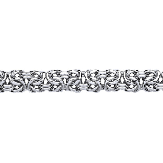 Silver  Chunky Square Byzantine Chain Bracelet 12mm 8.25 inch - GVB351