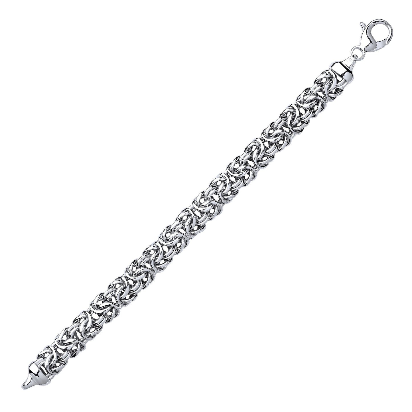 Silver  Chunky Square Byzantine Chain Bracelet 12mm 8.25 inch - GVB351