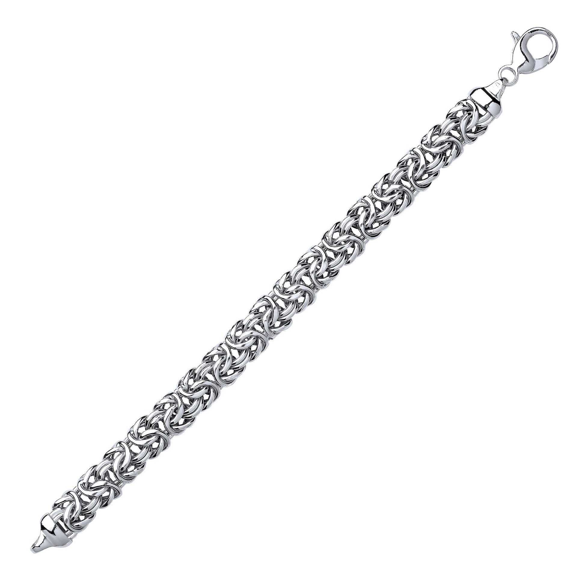 Silver  Chunky Square Byzantine Chain Bracelet 12mm 8.25 inch - GVB351