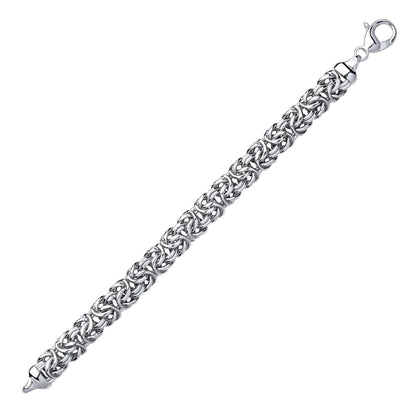 Silver  Chunky Square Byzantine Chain Bracelet 12mm 8.25 inch - GVB351