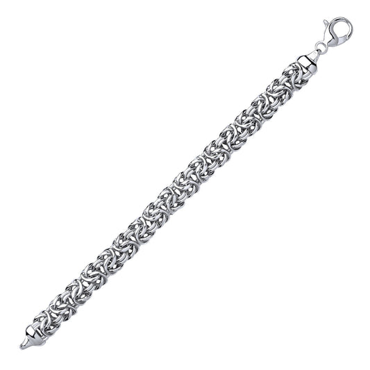 Silver  Chunky Square Byzantine Chain Bracelet 12mm 8.25 inch - GVB351