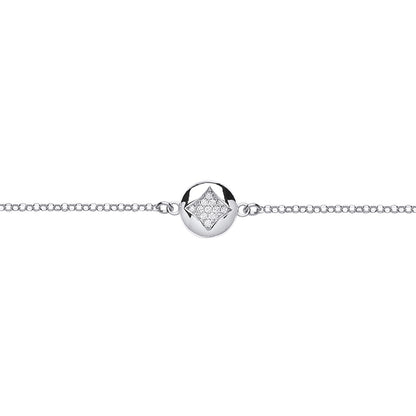 Silver  CZ Pave Quad Cluster Charm Bracelet - GVB354