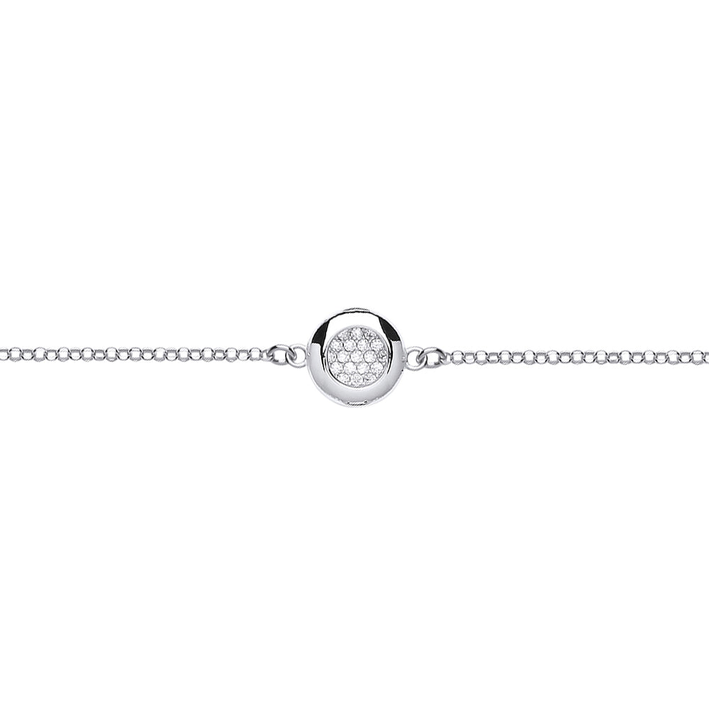 Silver  CZ Pave Donut Cluster Charm Bracelet - GVB356