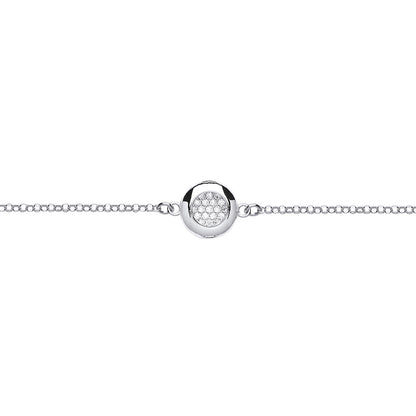 Silver  CZ Pave Donut Cluster Charm Bracelet - GVB356