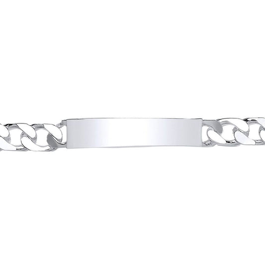 Silver  Flat Curb ID Identity Bracelet 8mm 8 inch - GVB357