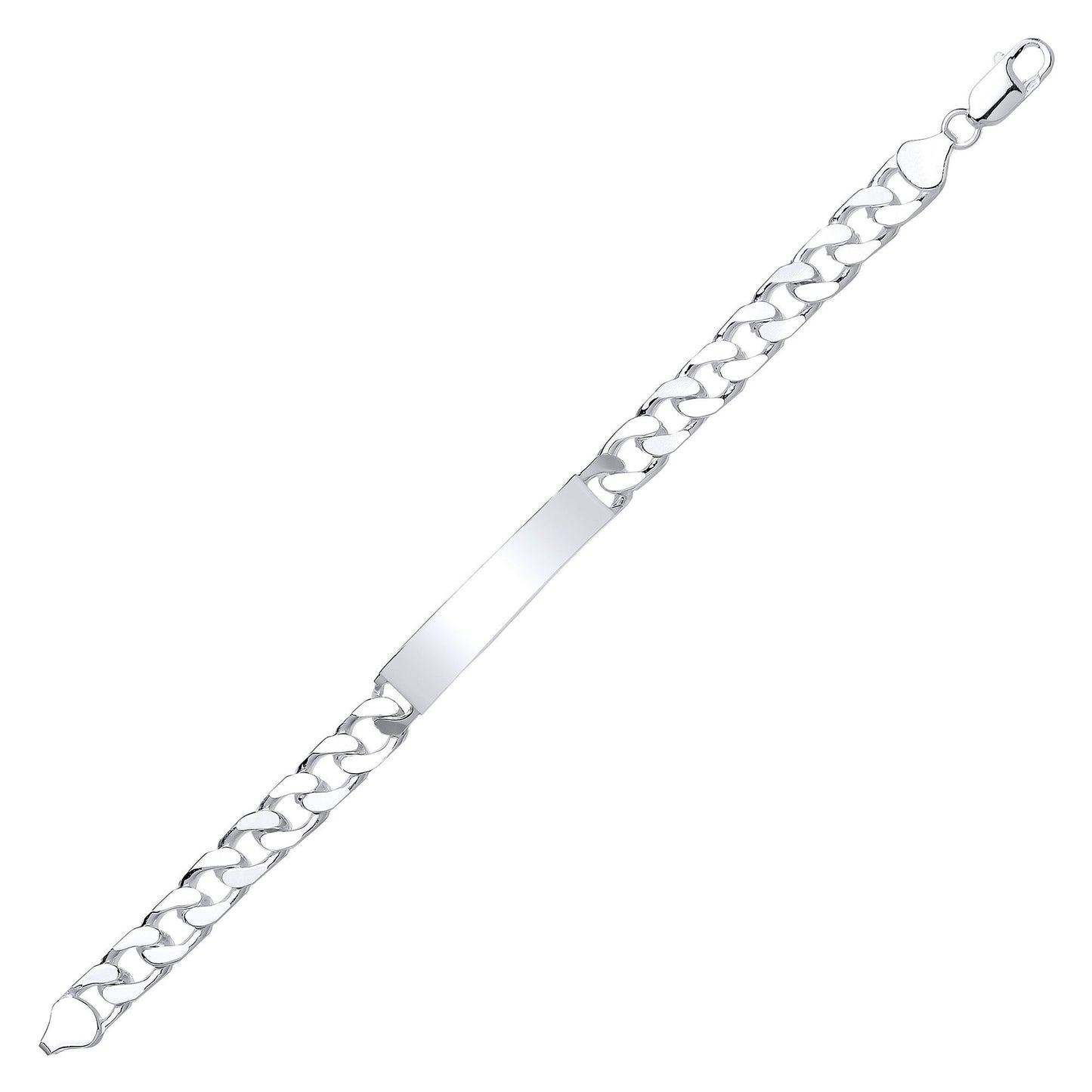 Silver  Flat Curb ID Identity Bracelet 8mm 8 inch - GVB357