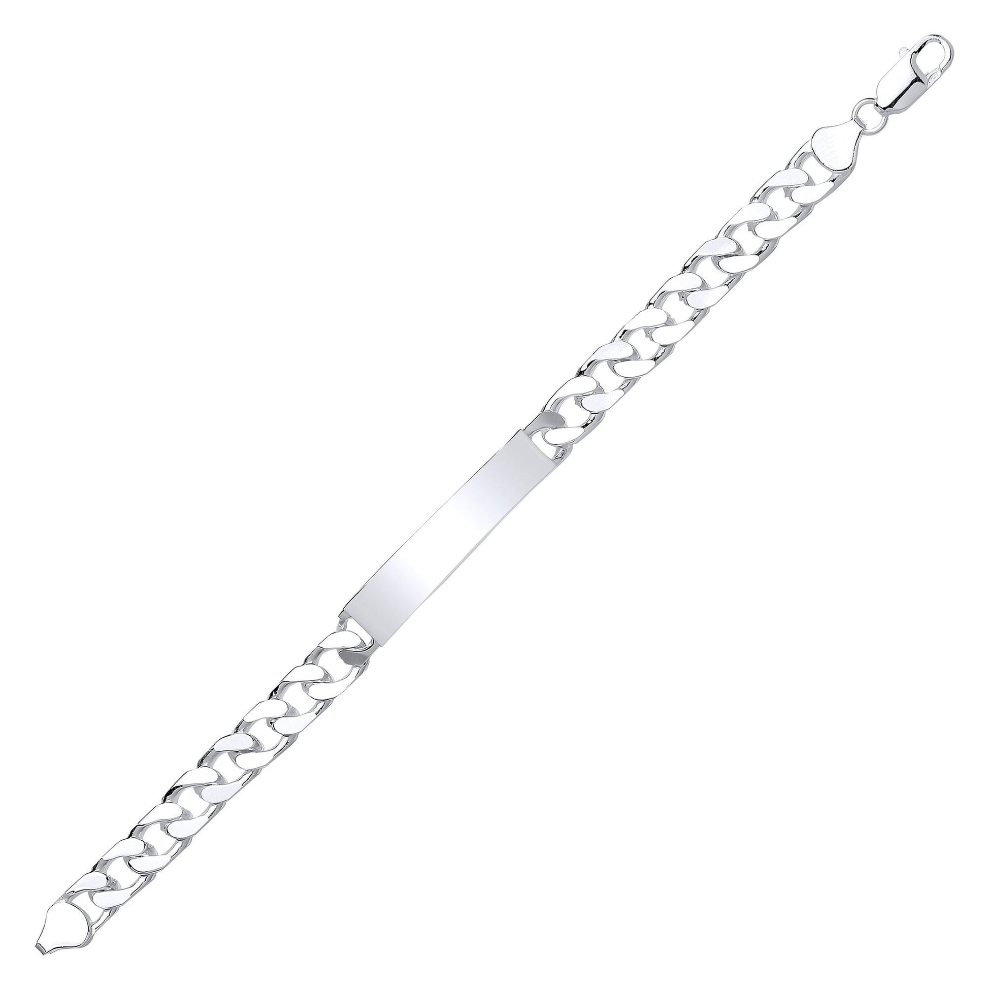 Silver  Flat Curb ID Identity Bracelet 8mm 8 inch - GVB357