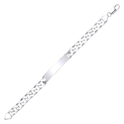 Silver  Flat Curb ID Identity Bracelet 8mm 8 inch - GVB357