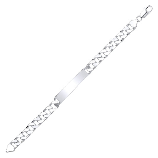 Silver  Flat Curb ID Identity Bracelet 8mm 8 inch - GVB357