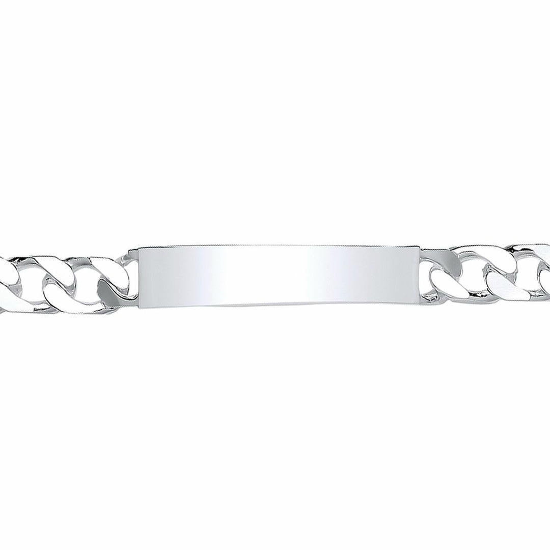 Silver  Flat Curb ID Identity Bracelet 8mm 8 inch - GVB357
