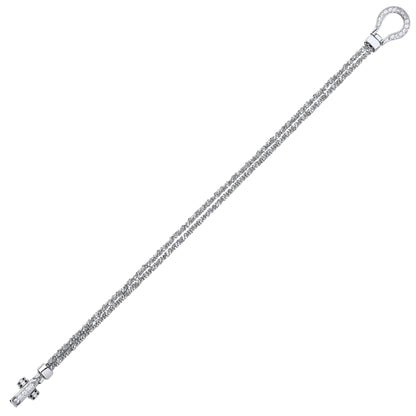 Silver  CZ Sparkling Popcorn Loop Charm Bracelet 4mm 7.5 inch - GVB359