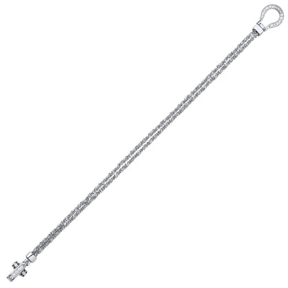 Silver  CZ Sparkling Popcorn Loop Charm Bracelet 4mm 7.5 inch - GVB359