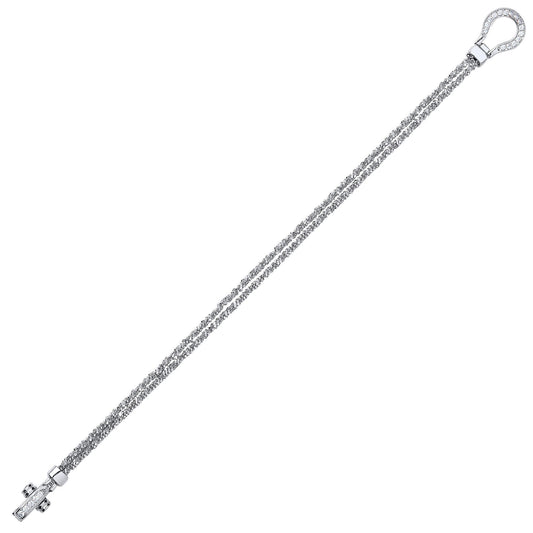 Silver  CZ Sparkling Popcorn Loop Charm Bracelet 4mm 7.5 inch - GVB359