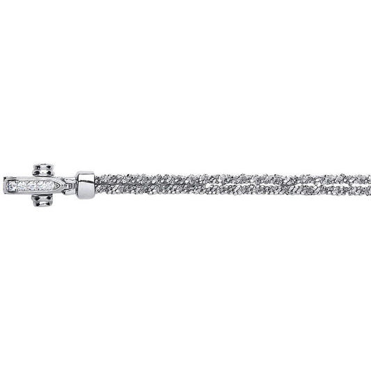 Silver  CZ Sparkling Popcorn Loop Charm Bracelet 4mm 7.5 inch - GVB359
