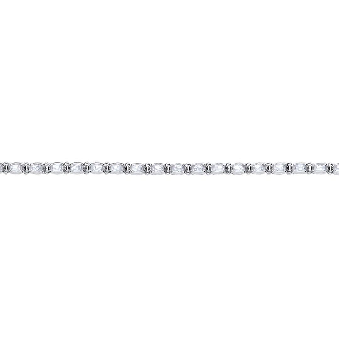 Silver  Sphere Crystal Oval Caged Ball Bead Bracelet 3mm 7.5 inch - GVB360