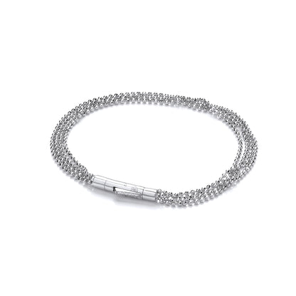Silver  CZ 4 Row Sparkling Bead Charm Bracelet 6mm 7.5 inch - GVB361