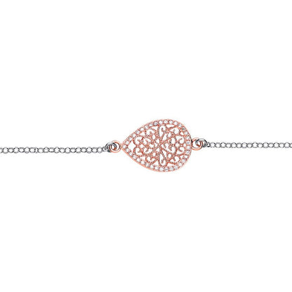 Rose Silver  CZ Filigree Tears of Joy Medallion Bracelet - GVB366ROSE