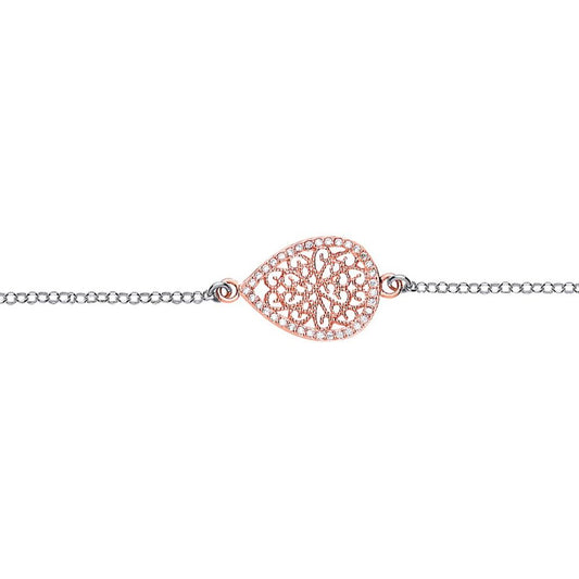 Rose Silver  CZ Filigree Tears of Joy Medallion Bracelet - GVB366ROSE