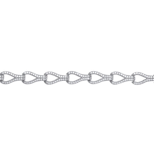 Silver  CZ Wishbone Teardrop Loop Stirrup Tennis Bracelet 6mm - GVB370