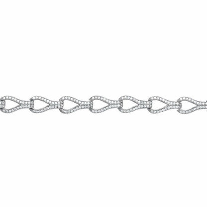Silver  CZ Wishbone Teardrop Loop Stirrup Tennis Bracelet 6mm - GVB370