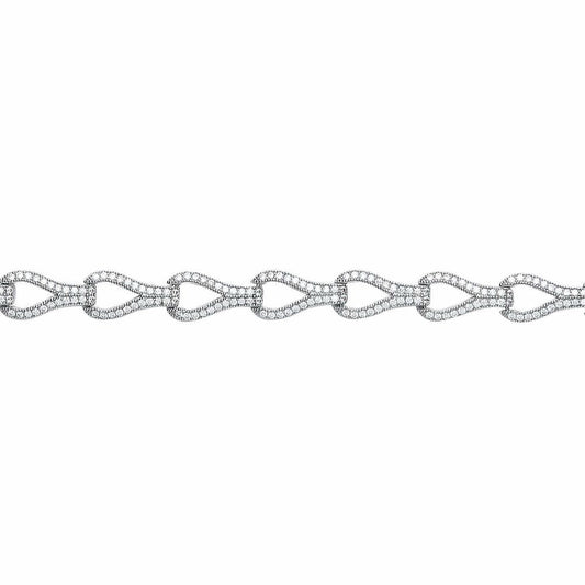 Silver  CZ Wishbone Teardrop Loop Stirrup Tennis Bracelet 6mm - GVB370