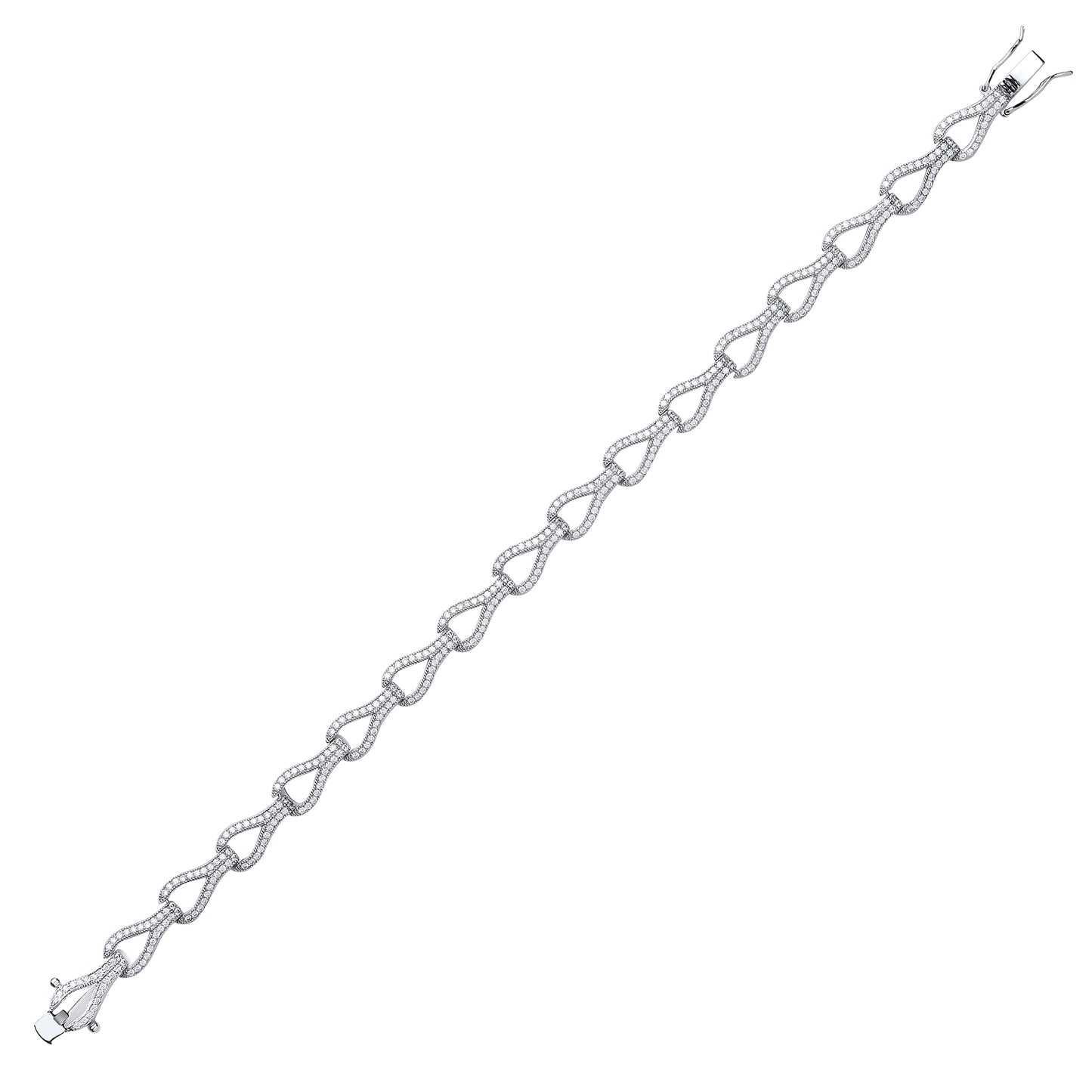 Silver  CZ Wishbone Teardrop Loop Stirrup Tennis Bracelet 6mm - GVB370