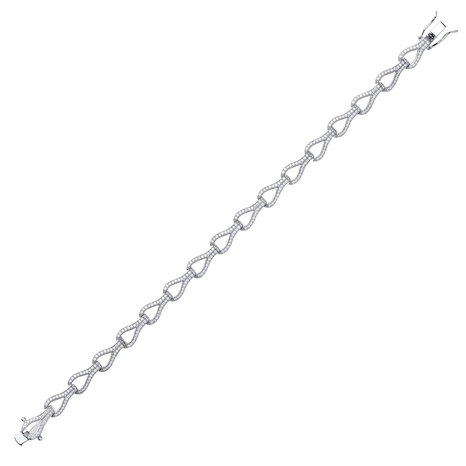 Silver  CZ Wishbone Teardrop Loop Stirrup Tennis Bracelet 6mm - GVB370