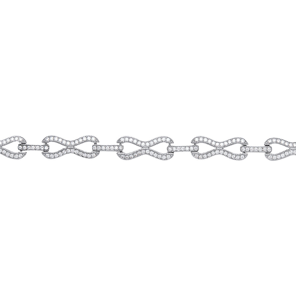 Silver  CZ Pave Infinity Link Tennis Bracelet 5mm 7.5 inch - GVB371