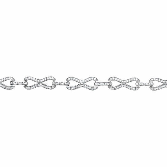 Silver  CZ Pave Infinity Link Tennis Bracelet 5mm 7.5 inch - GVB371