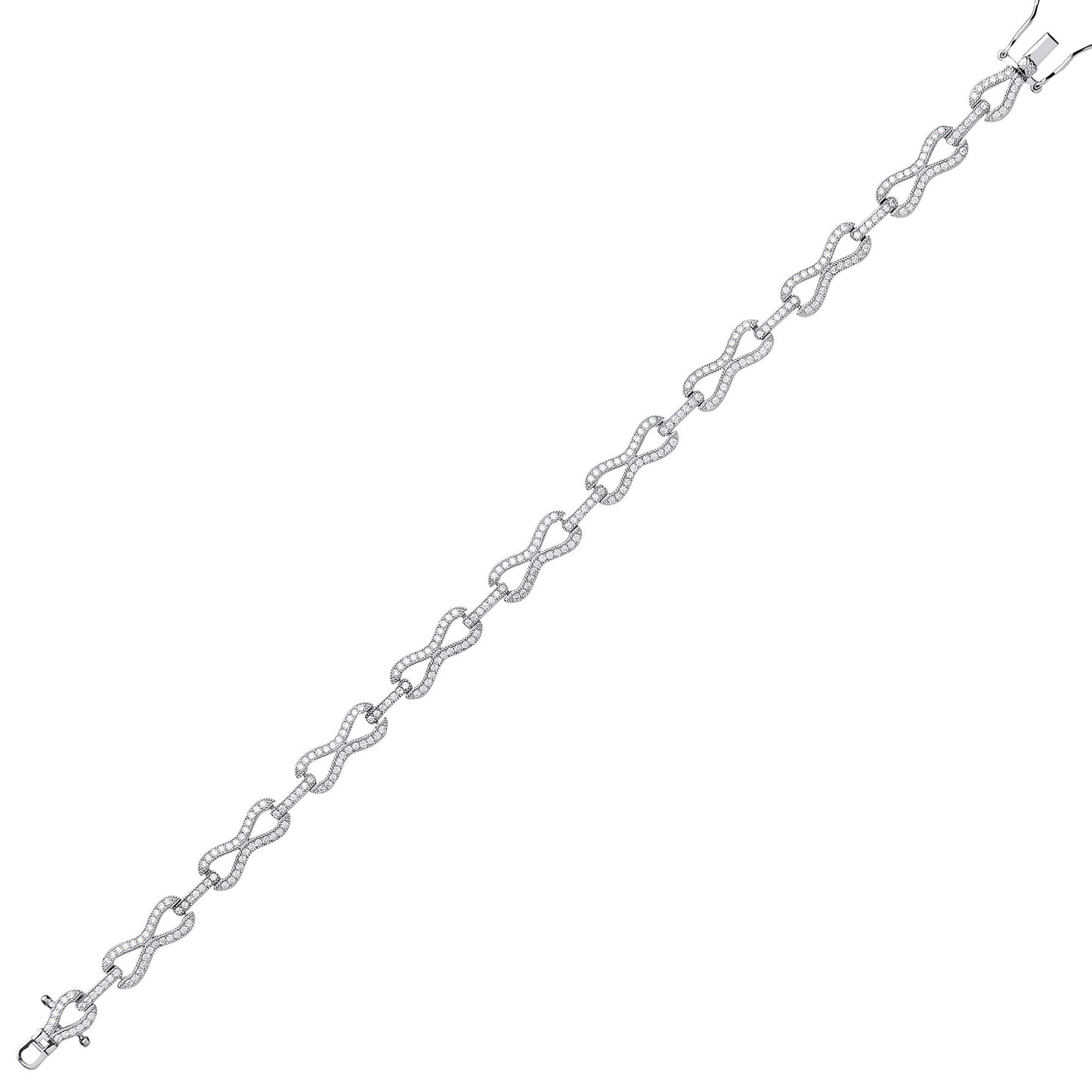 Silver  CZ Pave Infinity Link Tennis Bracelet 5mm 7.5 inch - GVB371