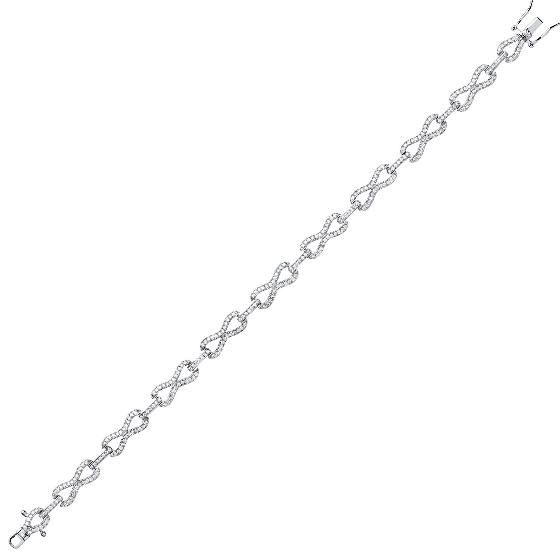 Silver  CZ Pave Infinity Link Tennis Bracelet 5mm 7.5 inch - GVB371