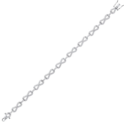 Silver  CZ Pave Infinity Link Tennis Bracelet 5mm 7.5 inch - GVB371