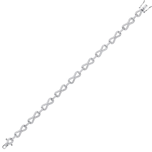 Silver  CZ Pave Infinity Link Tennis Bracelet 5mm 7.5 inch - GVB371