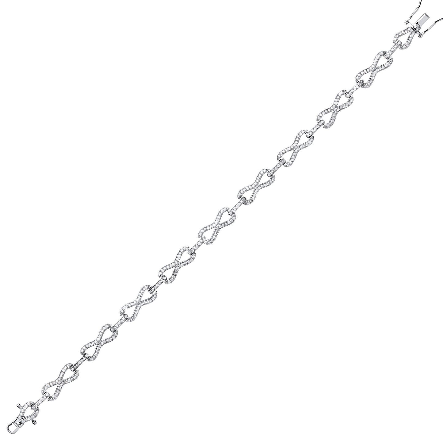 Silver  CZ Pave Infinity Link Tennis Bracelet 5mm 7.5 inch - GVB371
