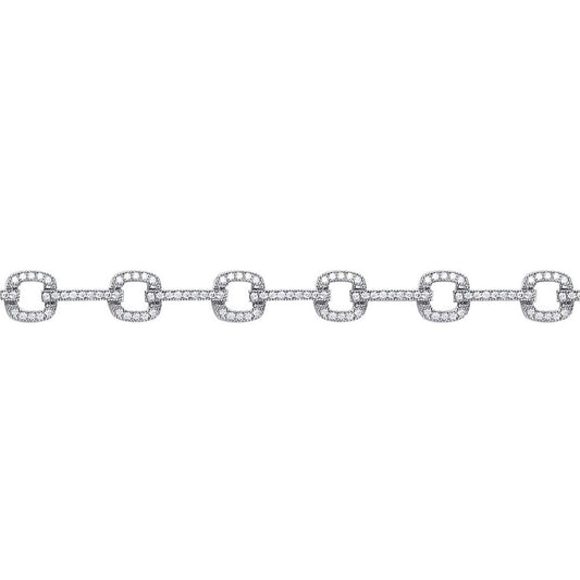 Silver CZ Square Cushion Halo Tennis Bracelet 6mm 7.5 inch - GVB372