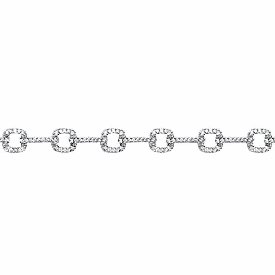 Silver  CZ Square Cushion Halo Tennis Bracelet 6mm 7.5 inch - GVB372