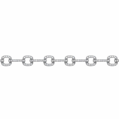 Silver  CZ Square Cushion Halo Tennis Bracelet 6mm 7.5 inch - GVB372
