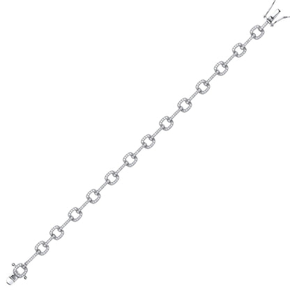 Silver  CZ Square Cushion Halo Tennis Bracelet 6mm 7.5 inch - GVB372