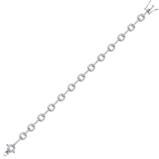 Silver  CZ Square Cushion Halo Tennis Bracelet 6mm 7.5 inch - GVB372