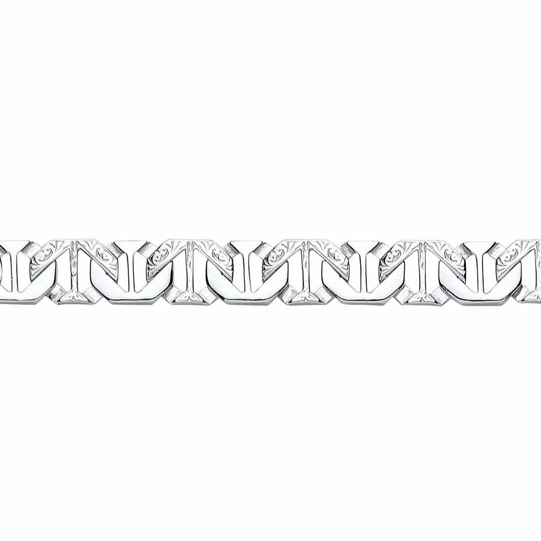 Mens Silver  Carved Filigree Marine Link Cast Bracelet 11mm 8.5" - GVB396