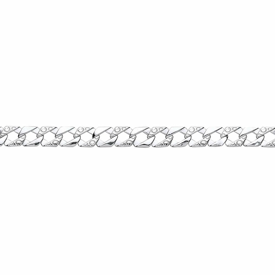 Mens Silver  Lizard Skin Curb Cast Bracelet 7mm 8.5 inch - GVB397