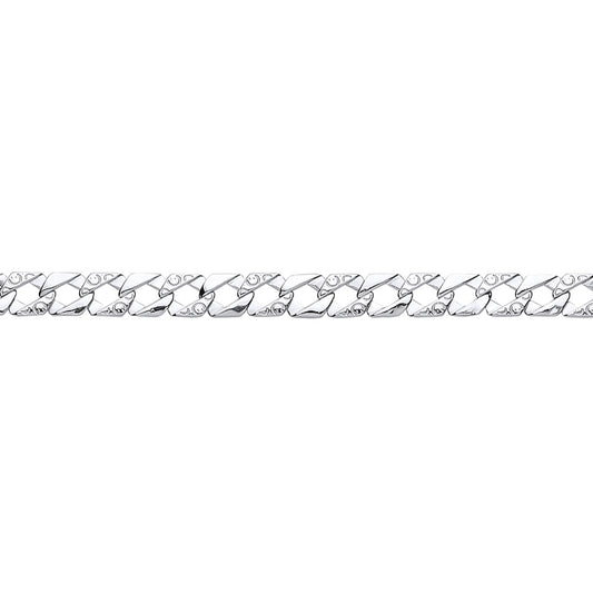 Mens Silver  Lizard Skin Curb Cast Bracelet 7mm 8.5 inch - GVB397