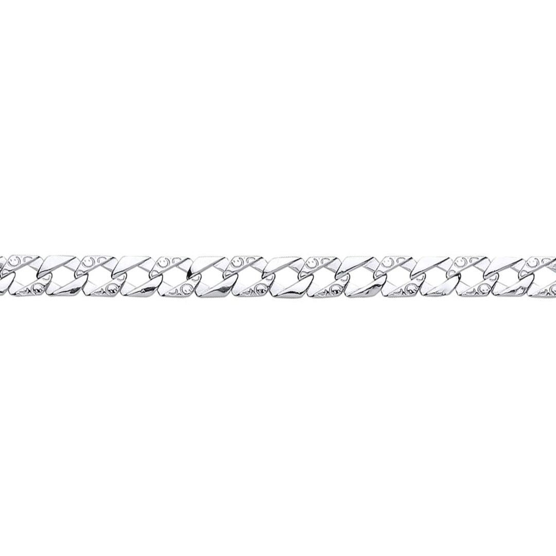 Mens Silver  Lizard Skin Curb Cast Bracelet 7mm 8.5 inch - GVB397