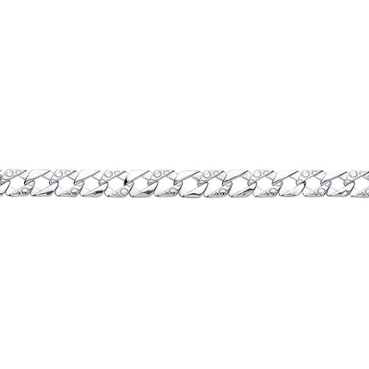 Mens Silver  Lizard Skin Curb Cast Bracelet 7mm 8.5 inch - GVB397