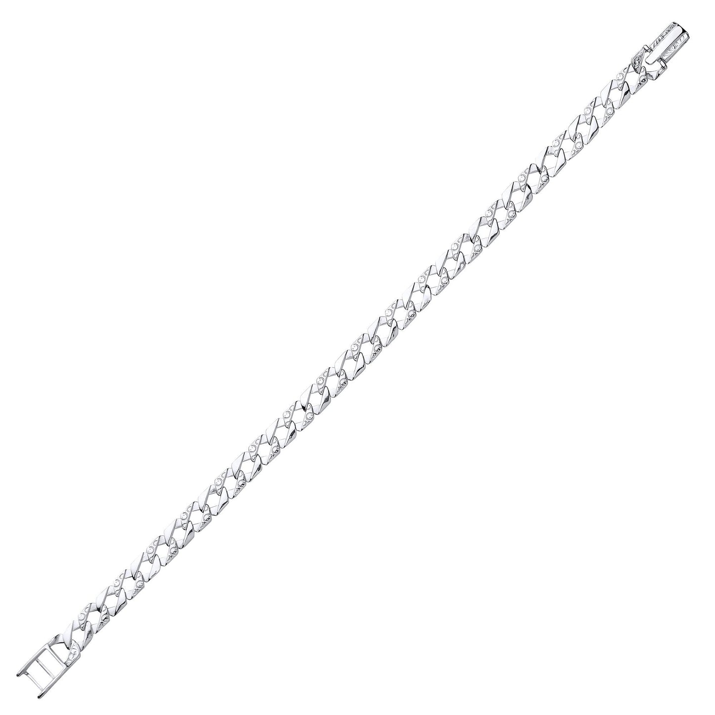 Mens Silver  Lizard Skin Curb Cast Bracelet 7mm 8.5 inch - GVB397