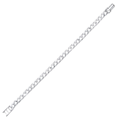 Mens Silver  Lizard Skin Curb Cast Bracelet 7mm 8.5 inch - GVB397