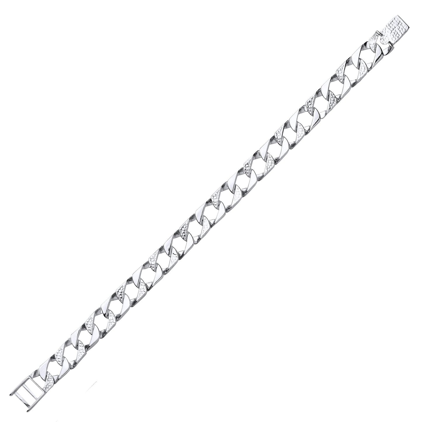 Mens Silver  Lizard Skin Curb Cast Bracelet 10mm - GVB398