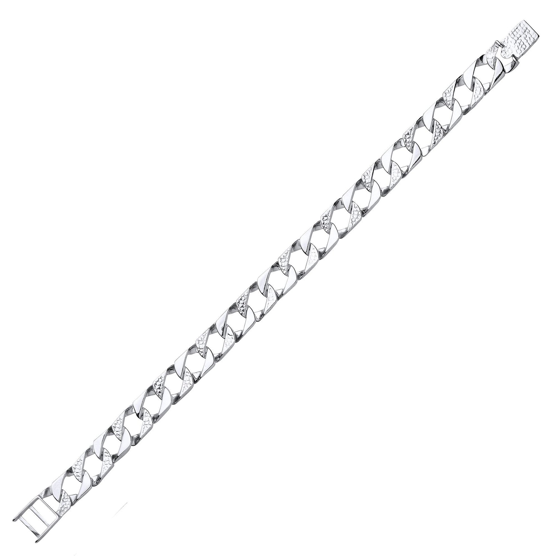 Mens Silver  Lizard Skin Curb Cast Bracelet 10mm - GVB398