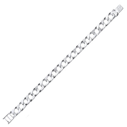 Mens Silver  Lizard Skin Curb Cast Bracelet 10mm - GVB398