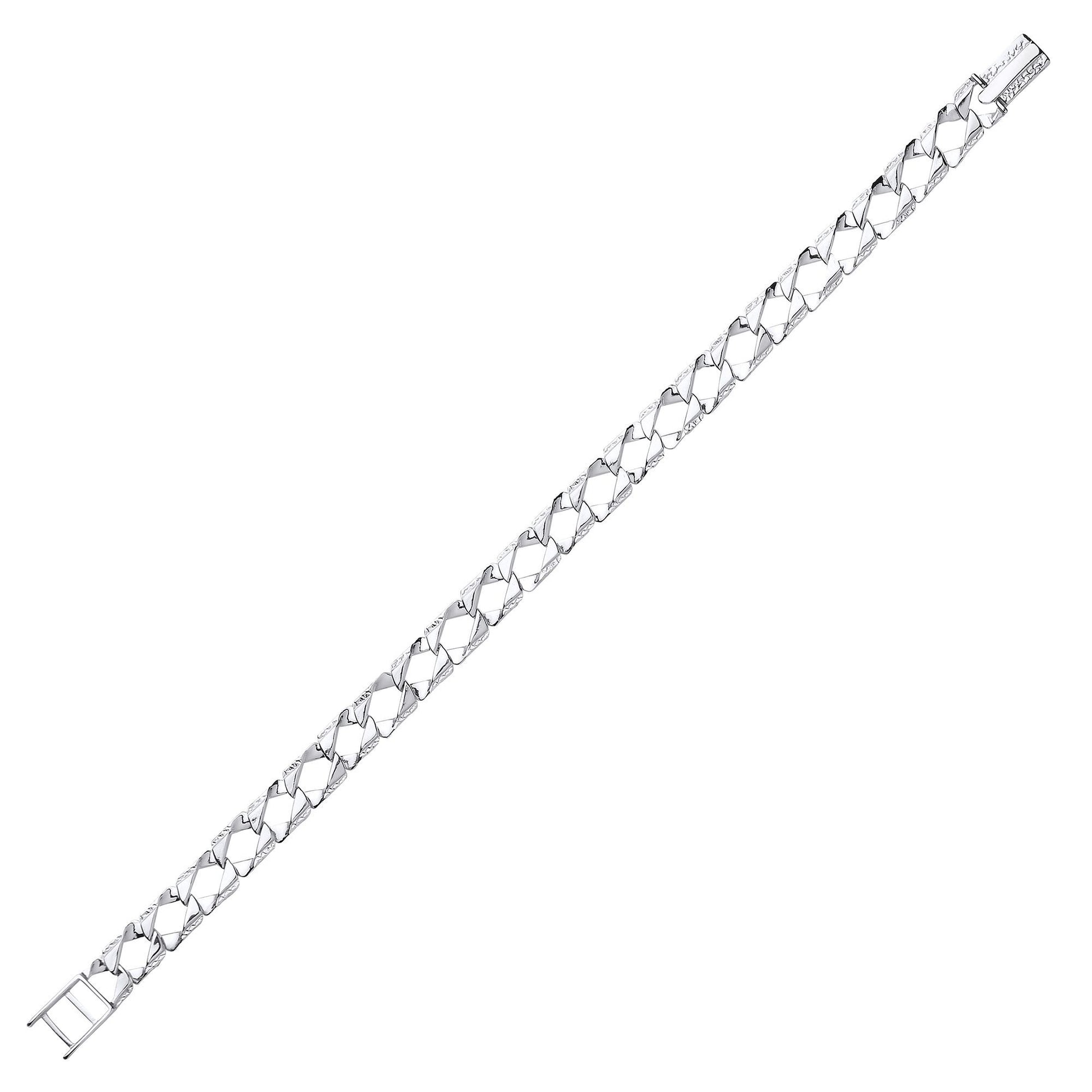 Mens Silver  Lizard Skin Curb Cast Bracelet 8mm 8.5 inch - GVB399